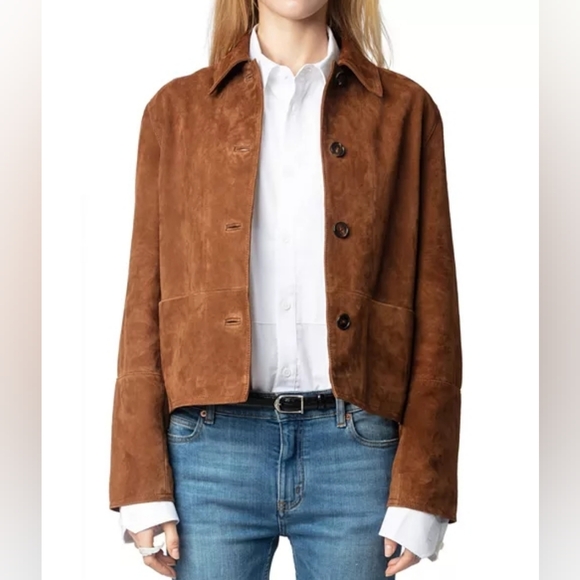 Zadig & Voltaire Jackets & Blazers - Zadig & Voltaire Lessa Suede Jacket In Cognac Genuine Leather Nwt